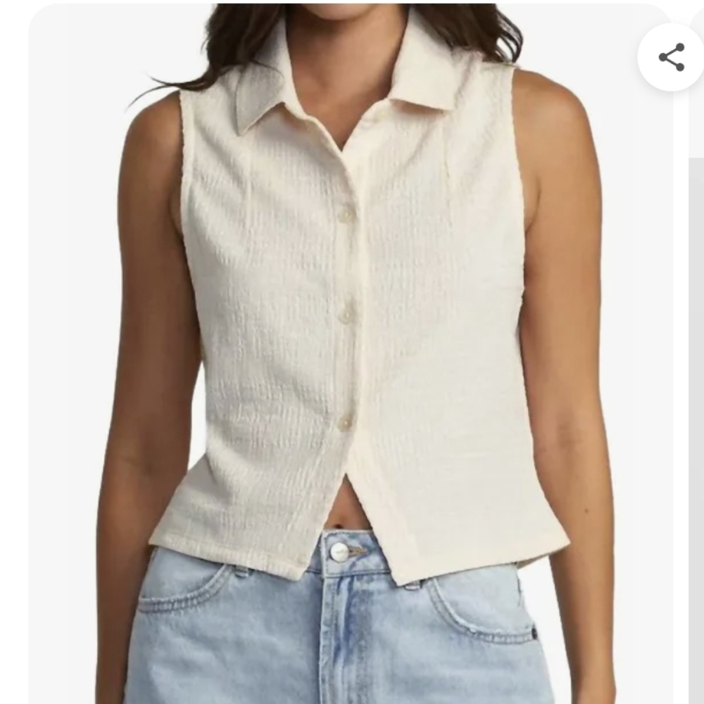 RVCA Klein Knit Button Up Tank Top - M